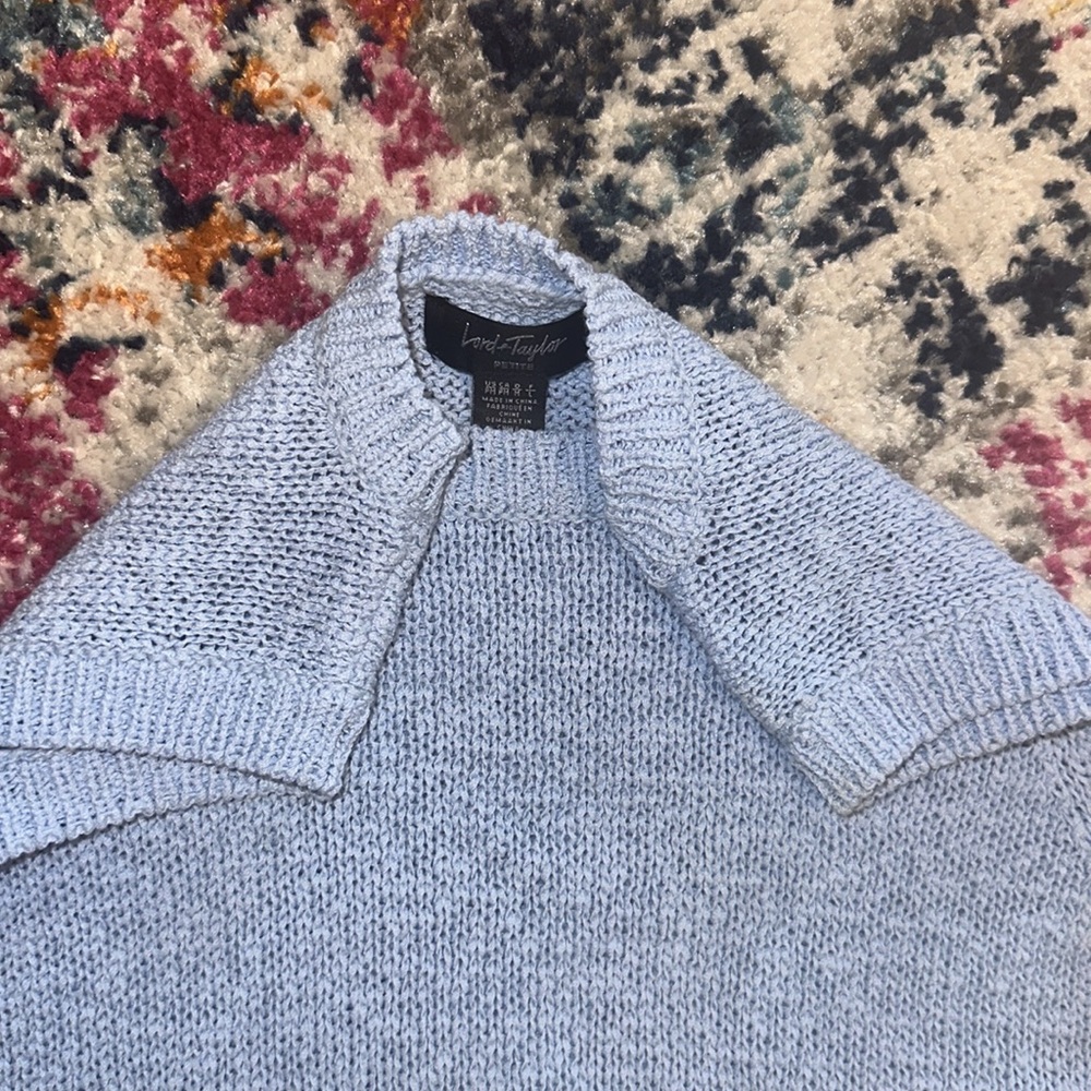 Lord & Taylor Baby Blue Knit Crew Neck Sleeveless Sweater - Picture 3 of 4